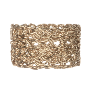 Pitsi-sormus virkattu, leveä sormus hopeasta tai kullattuna