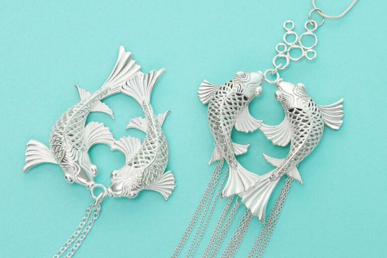 Carina Blomqvistin Karppi-koruissa on kolmiulotteisia kaloja